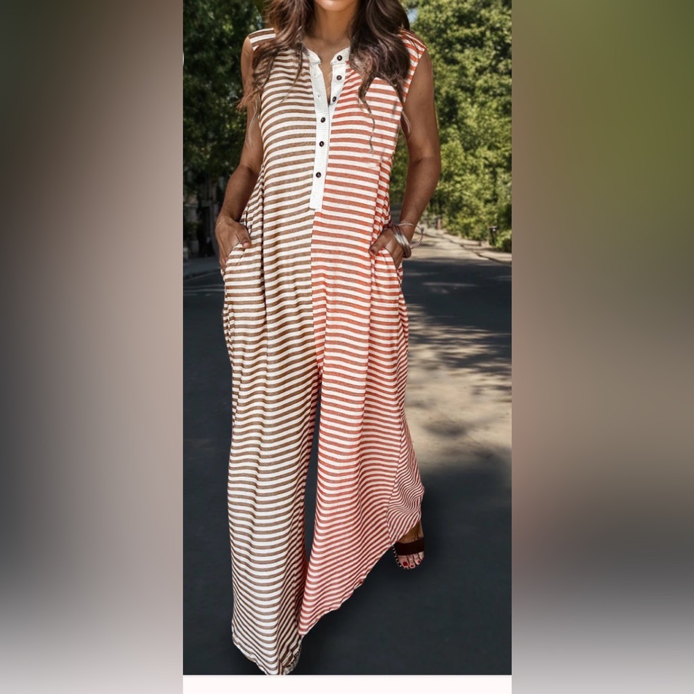 Striped Sleeveless Jumpsuit